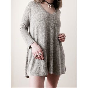 Gray Marled Long Sleeve T-Shirt Dress